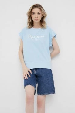 Κοντομάνικο Βαμβακερό μπλουζάκι Pepe Jeans Gala ανοιχτό μπλε