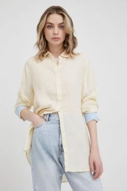 Πουκάμισα Πουκάμισο από λινό Pepe Jeans Ingrid χρώμα: μπεζ,