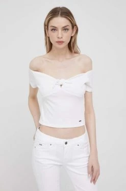 Μπλούζες Μπλουζάκι Pepe Jeans Beth χρώμα: άσπρο